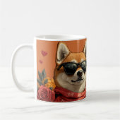 Mug Shiba Inu avec coeur Roses Saint-Valentin (Gauche)