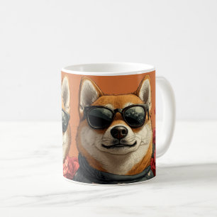 Mug Shiba Inu avec Roses du cœur Saint-Valentin