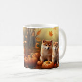 Mug Shiba Inu Chiot Automne Citrouille de plaisir (Devant droit)