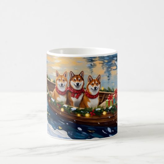 Mug Shiba Inu Christmas Boat Holiday (Centre)