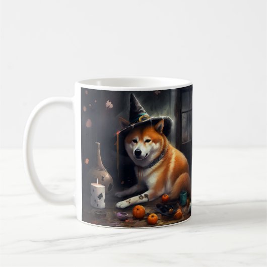 Mug Shiba Inu Citrouilles Halloween effrayant (Gauche)