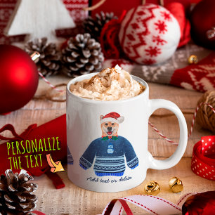 Mug Shiba Inu crème de vacances portant un pull moche