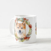 Mug Shiba Inu Festive de la couronne de Noël Coupe (Devant gauche)