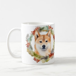 Mug Shiba Inu Festive de la couronne de Noël Coupe