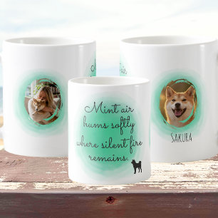 Mug Shiba Inu personnalisé vert menthe aquarelle