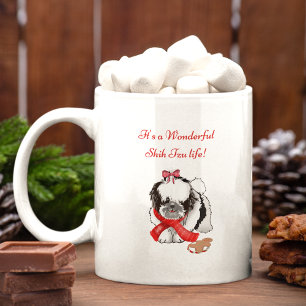 Mug Shih Tzu adorable et désordonné avec un jouet pain
