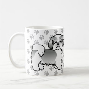 Mug Shih Tzu argent et blanc Chien de dessin animé mig