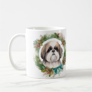 Mug Shih Tzu Christmas Wreath Festive Pup