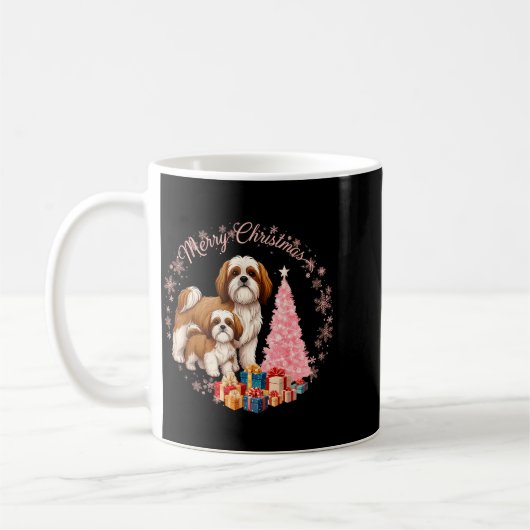 Mug Shih Tzu Dog Light Snow Merry Christmas Hat Santa (Gauche)