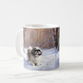 Mug Shih Tzu Laisse Neige Noël (Devant gauche)