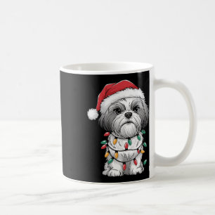 Mug Shih Tzu Père Noël Arbre de Noël Lumières Xmas Amo