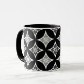 Mug Shippo avec Motif Fleur, Noir, Blanc et Gris (Devant gauche)