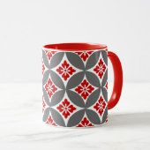 Mug Shippo avec Motif Fleur, Rouge, Blanc et Gris (Devant droit)