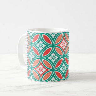Mug Shippo avec Motif Fleur, Turquoise et Coral