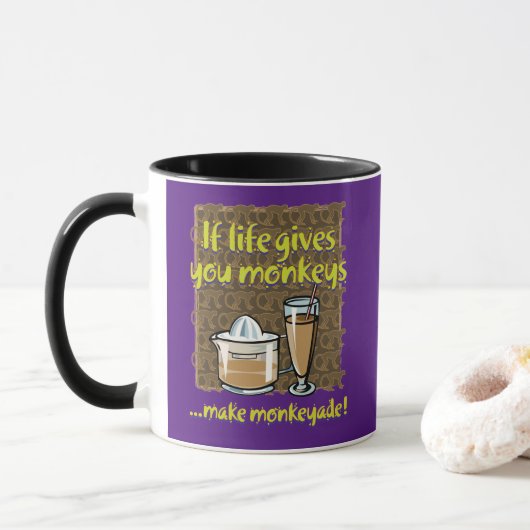 Mug Si la vie vous donne des singes Violet BG (Avec donut)