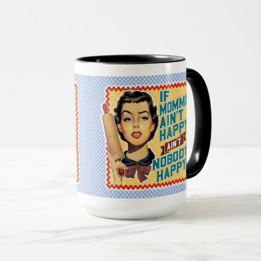 Mug Si Momma n'est pas heureuse femme rétro (Devant droit)