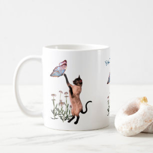 Mug Siamese Cat Butterfly Daisy Personnalisé