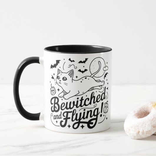 Mug Siamese cat Whispers : Magie en halloween Nuit (Avec donut)