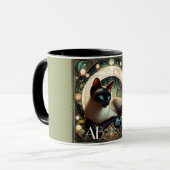 Mug Siamese Chat Floral Vert Art Nouveau (Devant gauche)