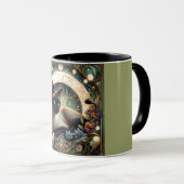 Mug Siamese Chat Floral Vert Art Nouveau (Devant droit)