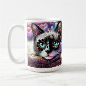 Mug Siamese Kitty Chat Crocus Floral Violet Turquoise (Gauche)
