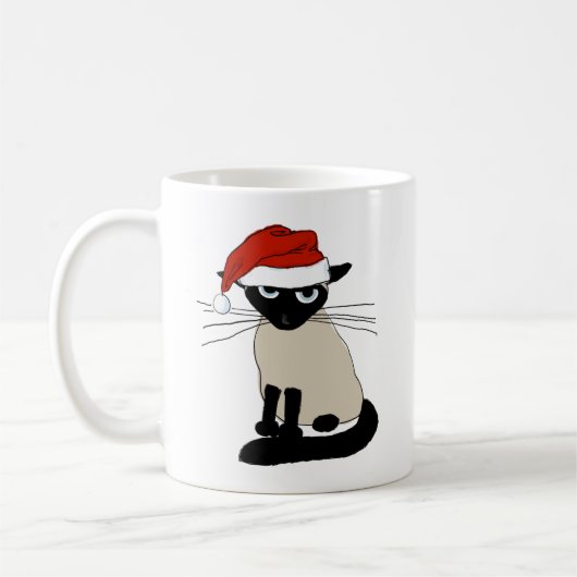 Mug Siamese Santa - Drôle de chat de Noël (Gauche)