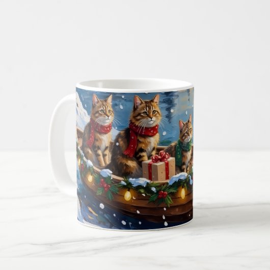 Mug Siberian Cat Christmas Boat Holiday (Devant gauche)
