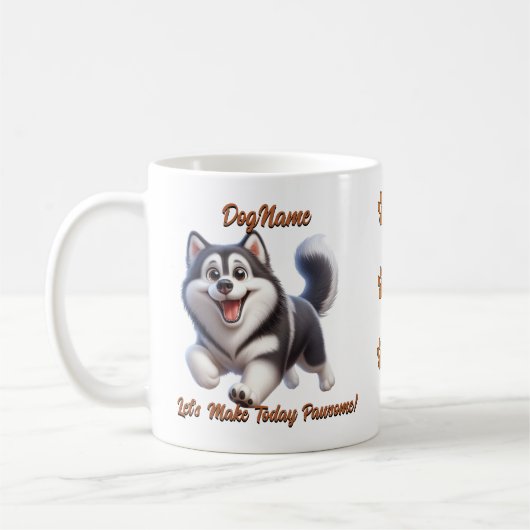 Mug Siberian Husky - Ajouter le nom du chien, modifier (Gauche)