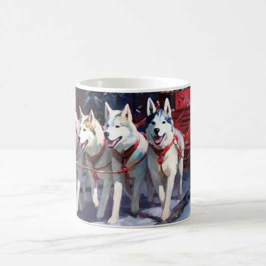 Mug Siberian Husky Saison de Fêtes de Noël (Centre)