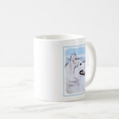 Mug Sibérie Husky (argent et blanc) Peinture Chien Art (Devant droit)