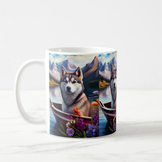 Mug Sibérien Husky à la pagaie : une aventure Pittores (Gauche)