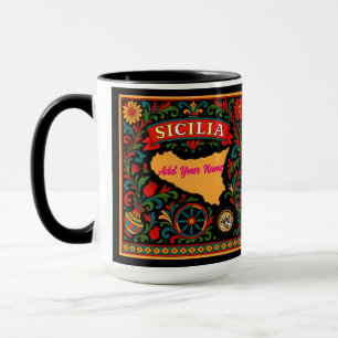 Mug Sicilia Design sicilien (personnaliser avec nom)