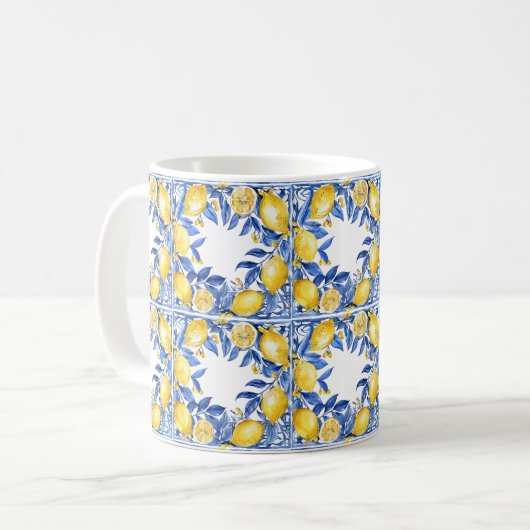Mug Sicilian Lemon Tiles Pattern Mediterranean Dolce  (Devant gauche)