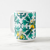 Mug sicilien, été, citron, mosaïque, vert, (Devant gauche)