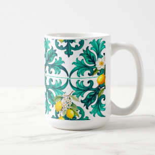 Mug sicilien, été, citron, mosaïque, vert,