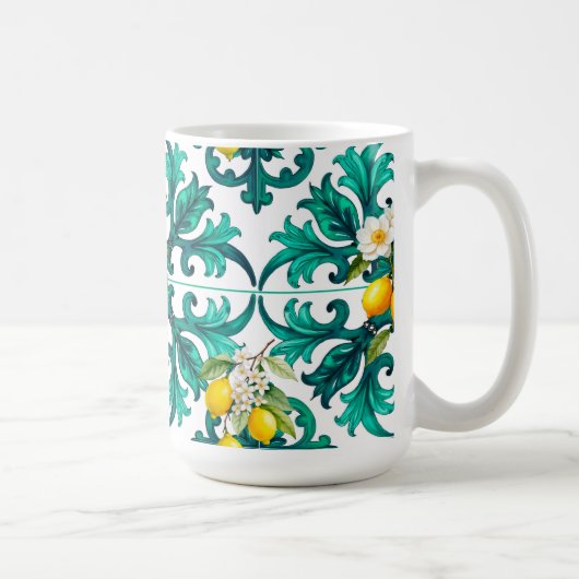 Mug sicilien, été, citron, mosaïque, vert, (Droite)