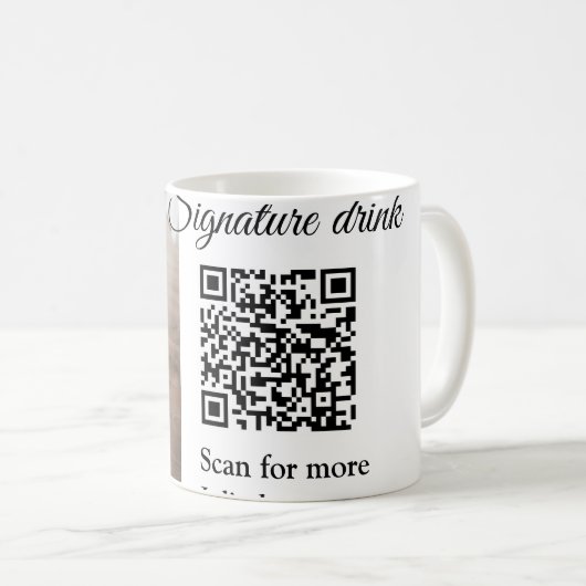 Mug Signature boisson scanner QR code ajouter le nom d (Devant droit)