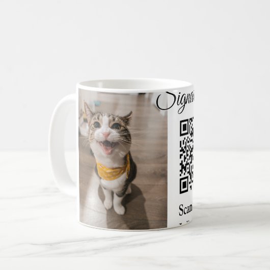 Mug Signature boisson scanner QR code ajouter le nom d (Devant gauche)