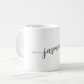 Mug Signature de nom de monogramme blanc élégant (Devant gauche)