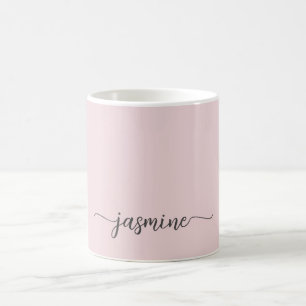 Mug Signature de nom de monogramme rose carmin élégant