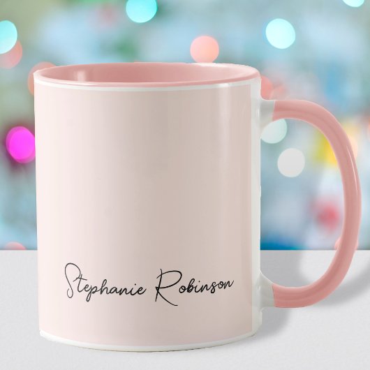 Mug Signature de nom de monogramme rose moderne en ros
