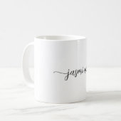 Mug Signature de nom monogramme blanc élégant (Devant gauche)