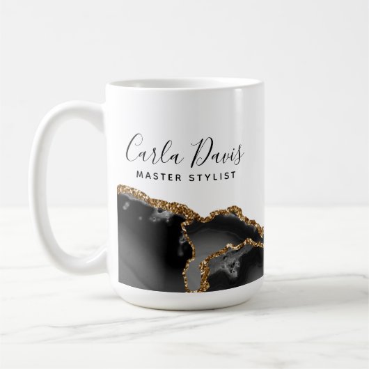 Mug Signature Script Agate Salon De Marbre Noir Et Or (Gauche)