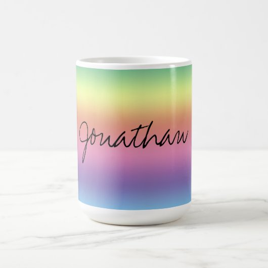 Mug - Signature sur Arrière - plan arc-en-ciel (Centre)