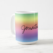 Mug - Signature sur Arrière - plan arc-en-ciel (Devant gauche)