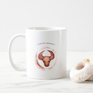 Mug Signe astrologique Taureau aquarelle   Monogramme