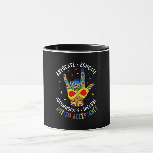 Mug Signe de la main ILY Acceptation de l'autisme – Ne (Centre)