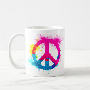 Mug Signe de paix couleurs néon groovy éclaboussure de
