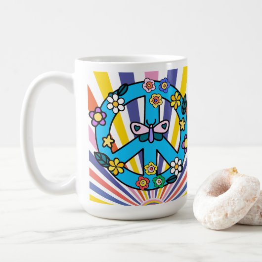 Mug Signe de paix rétro (Avec donut)