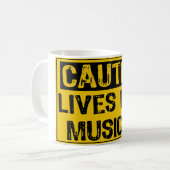 Mug Signe de prudence - Vit dans une musique jaune/noi (Devant gauche)